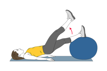 Flexión de cadera con la pelvis elevada sobre pelota de pilates