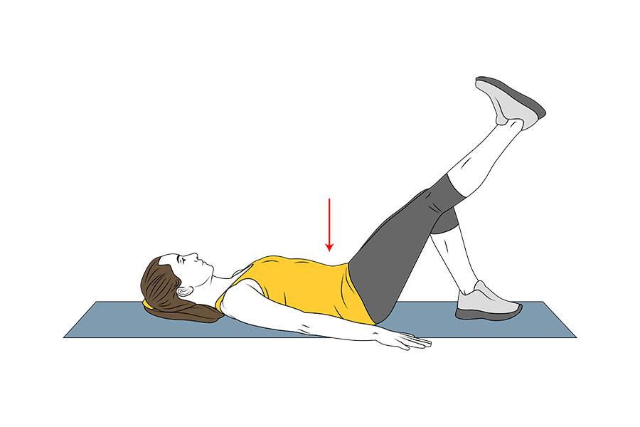 Contracció abdominal profunda amb elevació d'una cama