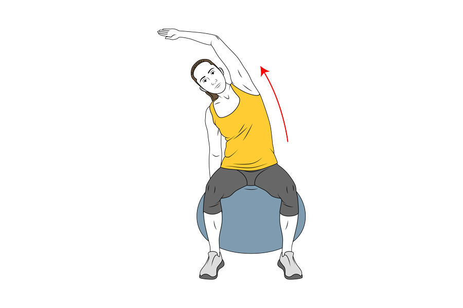Estirament d'abdominals oblics sobre pilota de Pilates