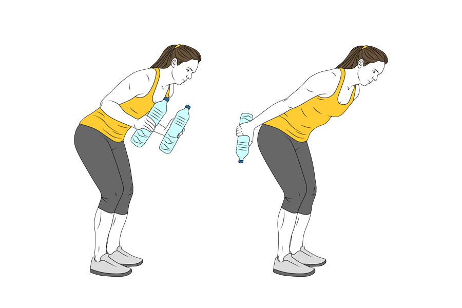 Extensió de tríceps amb ampolles d'aigua